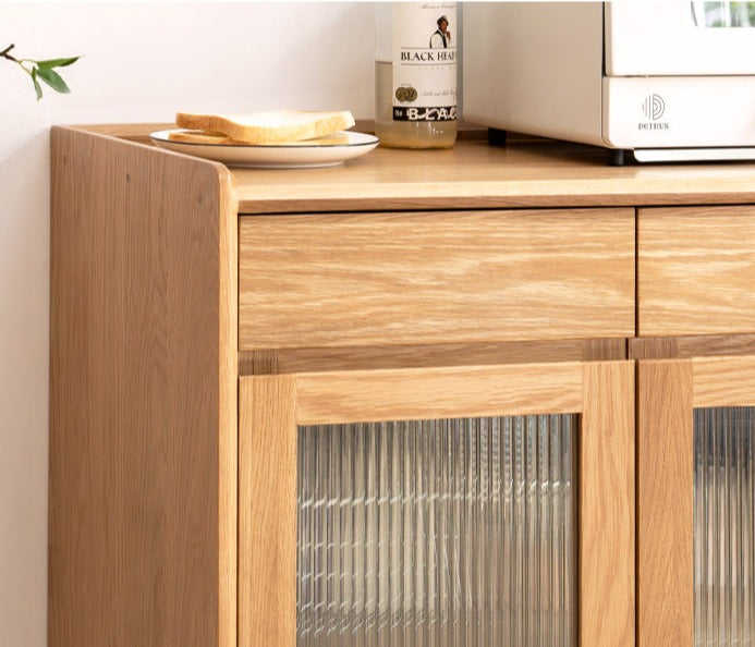 Oak Solid Wood, Solid RubberWood Nordic Modern Sideboard