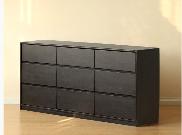 Oak Solid Wood Black Chest of Drawers