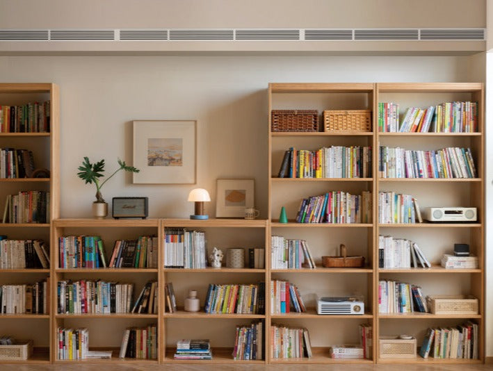 Oak Solid Wood Floor To Ceiling Bookshelves