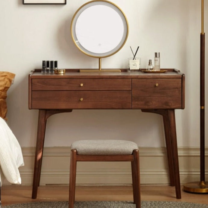 Black Walnut, Ash Solid Wood Vanity Table. 39.4x17.7x31.9 inch/ 100x45x81m/ Rich Dark Walnut color/ Black Walnut Bethes Dressing Table Black Walnut, Ash Solid Wood Vanity Table. 39.4x17.7x31.9 inch/ 100x45x81m/ Rich Dark Walnut color/ Black Walnut Bethes Dressing Table