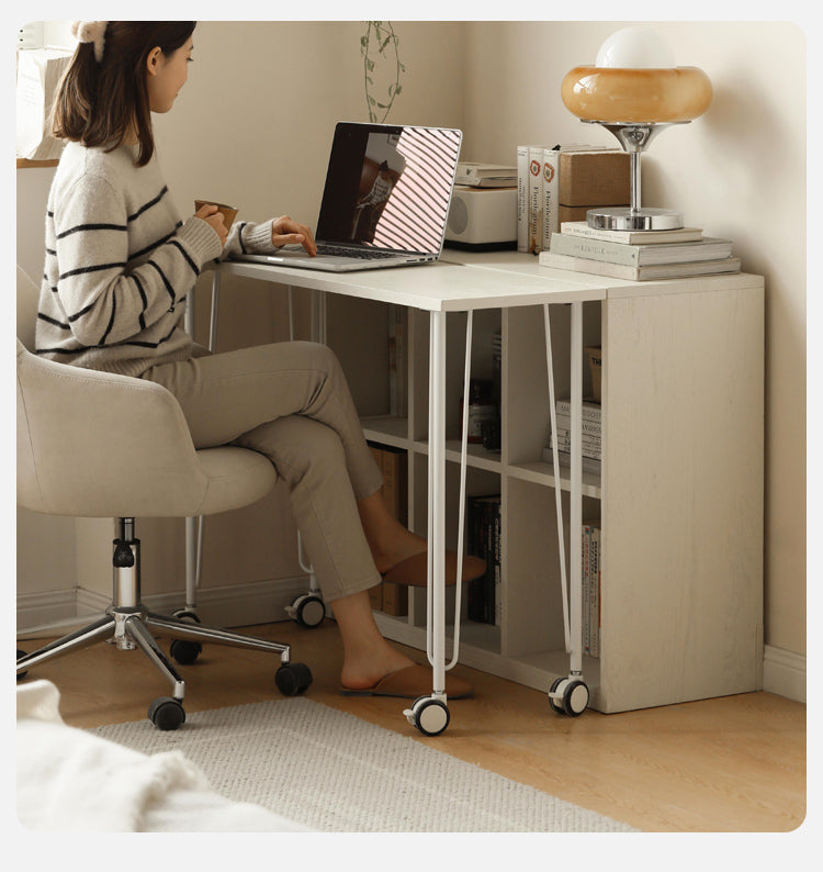 Oak Solid Wood Bookcase Cream Office Desk