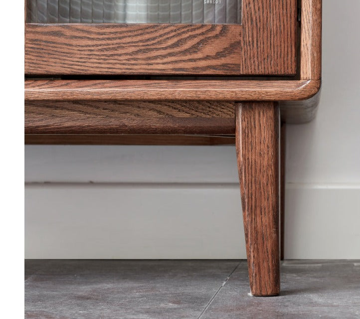 Solid Rubberwood, Oak Solid Wood Nordic Side Cabinet.