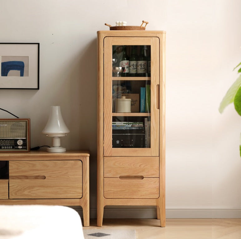 Oak Solid Wood Nordic Side Cabinet.