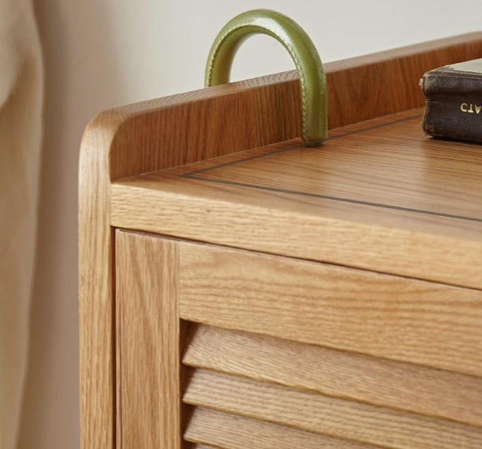 Oak Solid Wood Shutter Door Shoe Cabinet