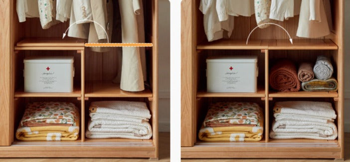 Oak Solid Wood Wardrobe Sliding Door-