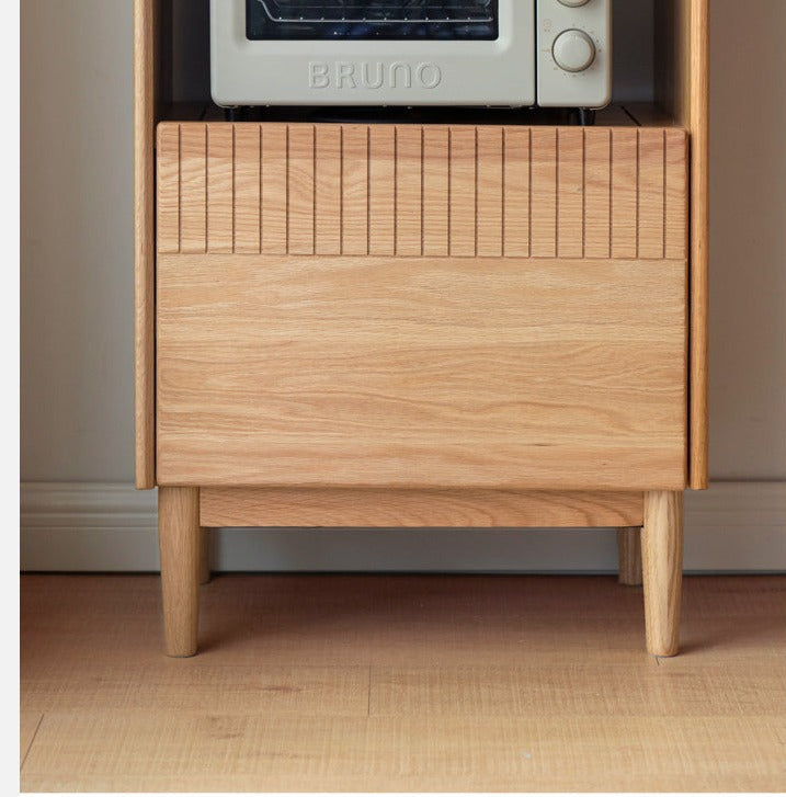 Solid RubberWood, Oak Solid Wood Sideboard Rock Board LED Light