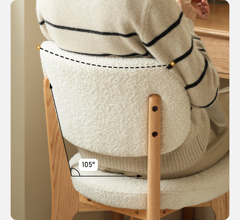 Oak Solid Wood Makeup Stool Lamb Velvet