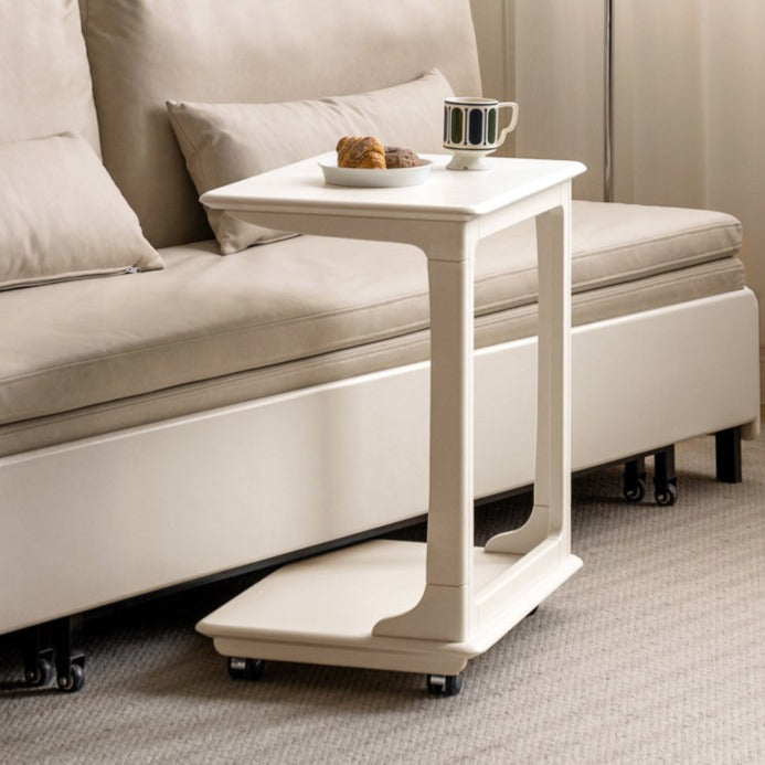 Birch Solid Wood Mobile Side Table