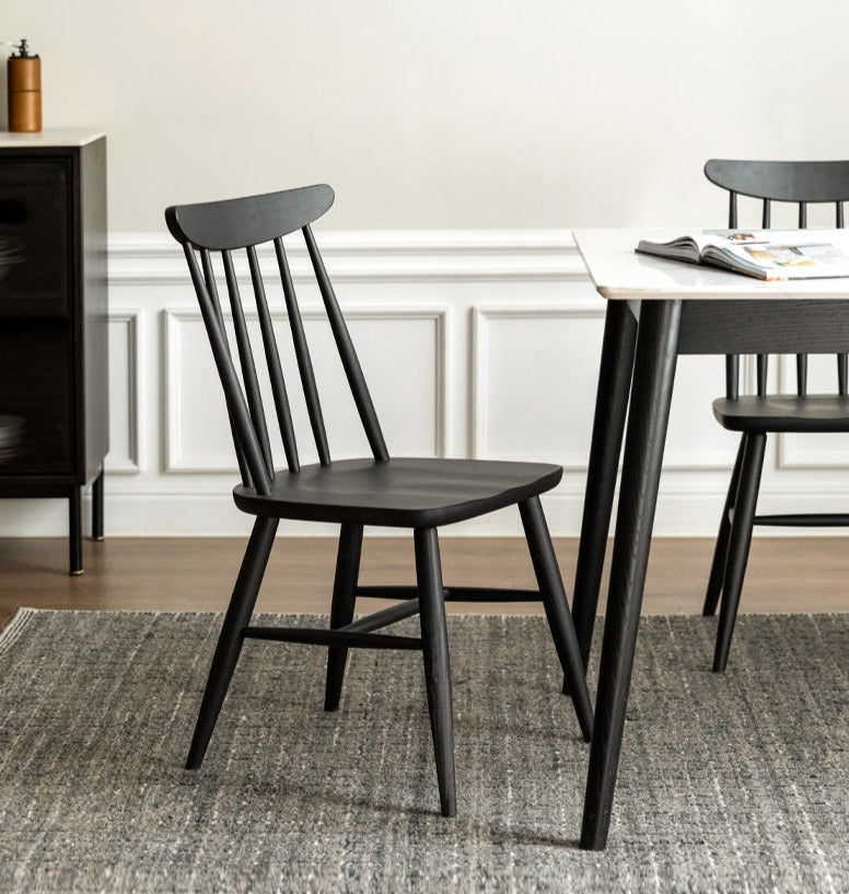 4 Pcs Oak Solid Wood Windsor Smoked Dining Chair