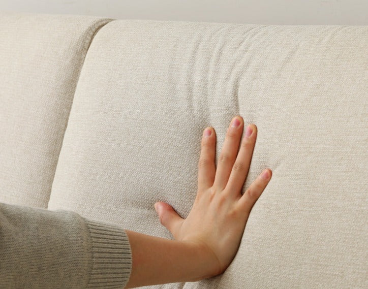 Solid Rubberwood, Oak Solid Wood Cotton Fabric Sofa