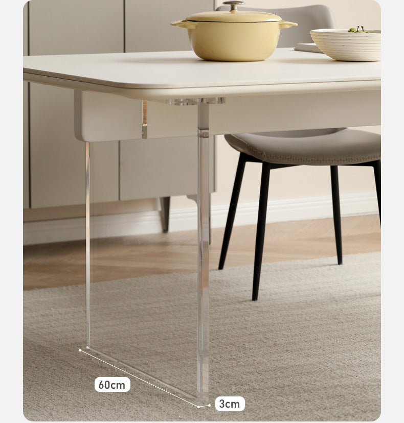 Solid Rubberwood Suspended Dining Table With Slate Top