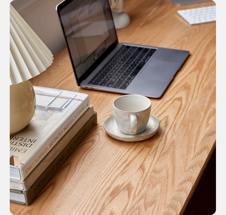 Oak Solid Wood L-shaped Corner Office Desk