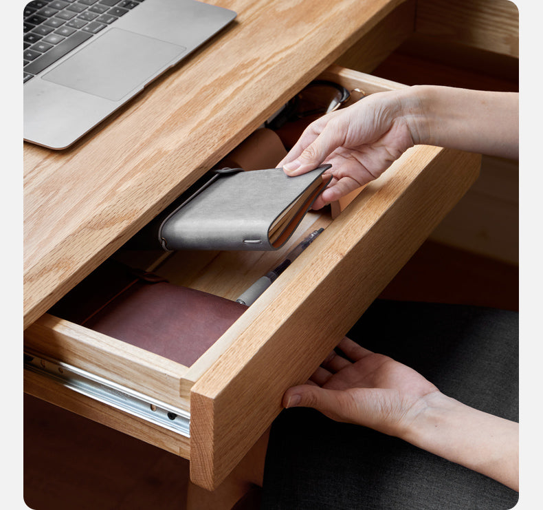 Oak Solid Wood L-shaped Corner Office Desk