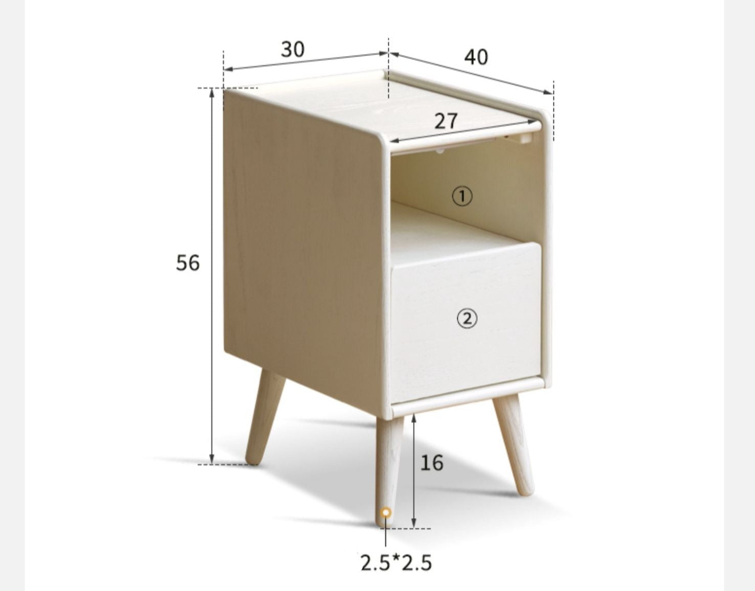 Solid Rubberwood Nightstand.