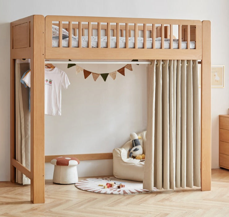 Solid wood store low loft bed