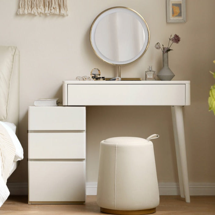 Poplar Solid Wood Telescopic DressingTable +LED Makeup Mirror.