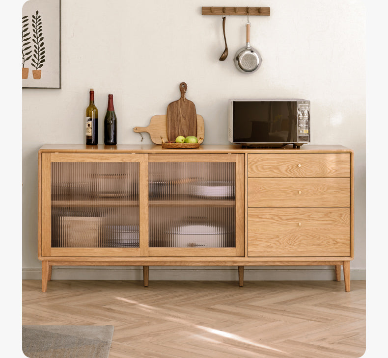Solid Rubberwood, Oak Solid Wood, Beech Solid Wood Buffet Cabinet, Sideboard