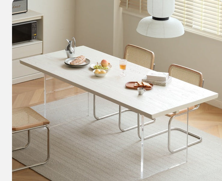 Solid Rubberwood Suspended Dining Table With Slate Top