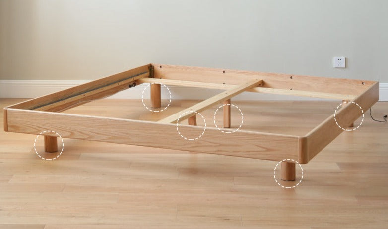 Oak solid wood Suspended platform bed, headboard-free bed with light