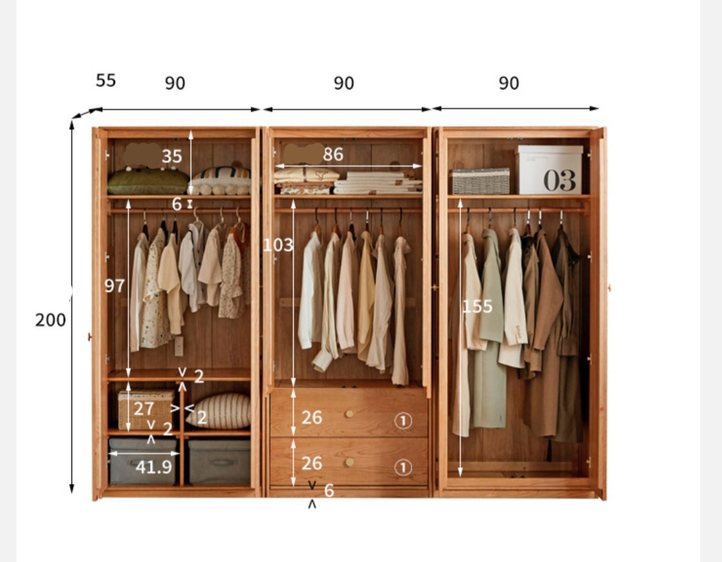 Сherry Solid Wood Exquisite Wardrobe.