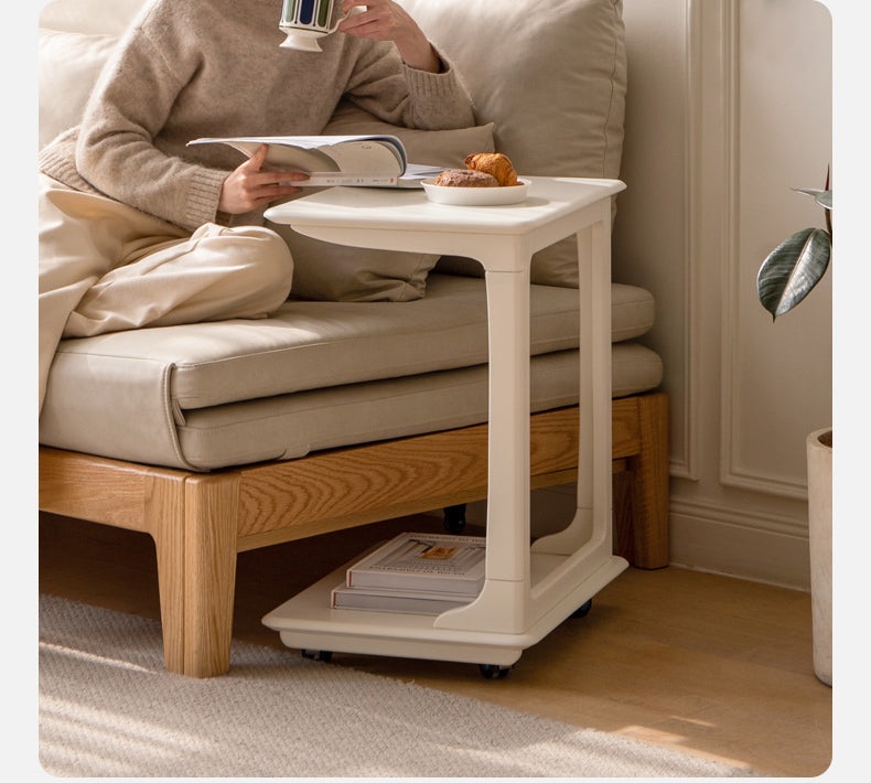 Birch Solid Wood Mobile Side Table