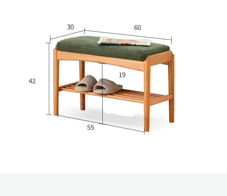Cherry Solid Wood Shoe Storage Bench