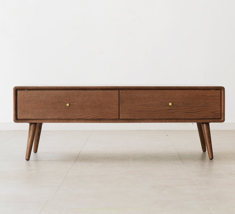 Oak Solid Wood Double-Sided Four-Drawer Coffee Table