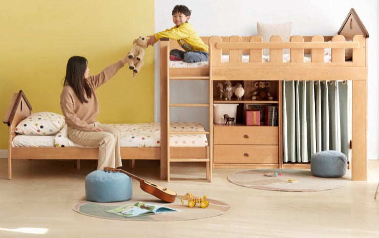 Beech solid wood Multi-functional high bed<