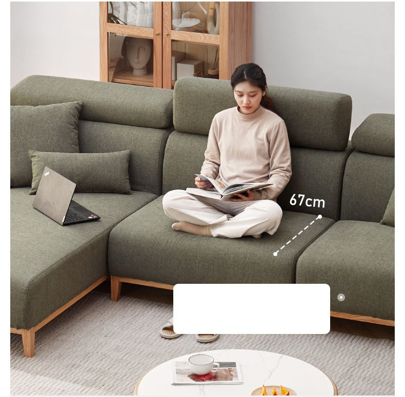 Fabric Modern Corner Sofa with High Back, Frame - Russian Larch