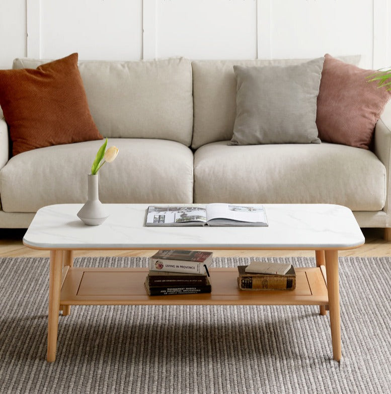 Oak, Beech Solid Wood Slate Coffee Table