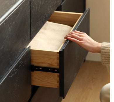 Oak Solid Wood Black Chest of Drawers