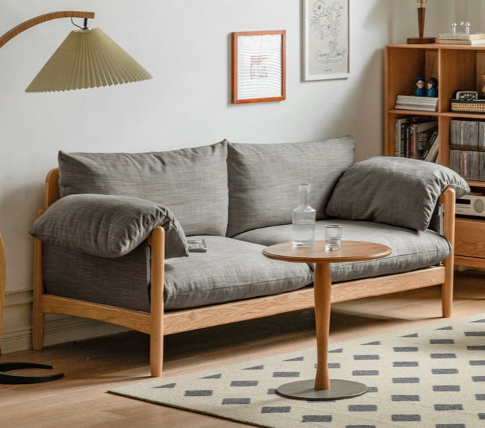 Oak Solid Wood Fabric Sofa.