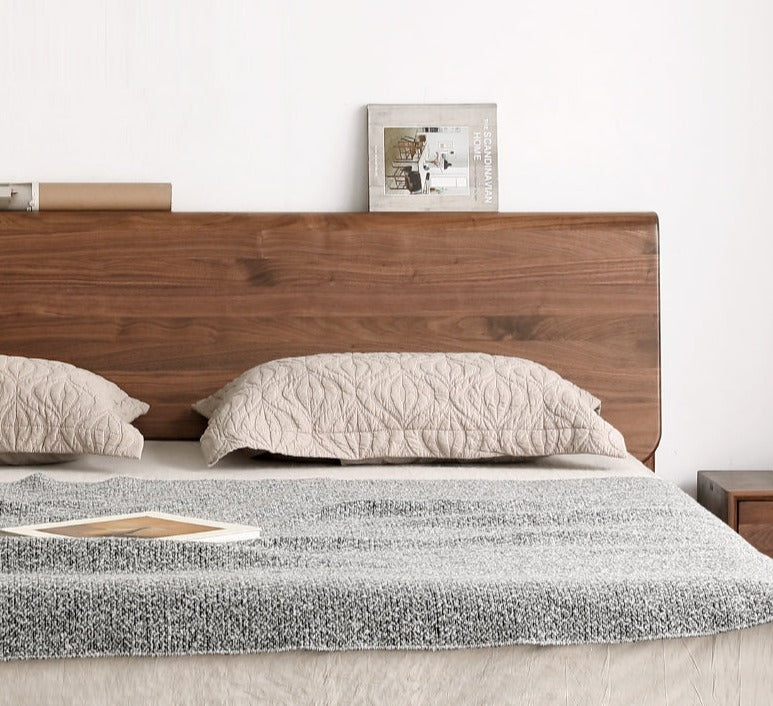 Bed black walnut solid wood
