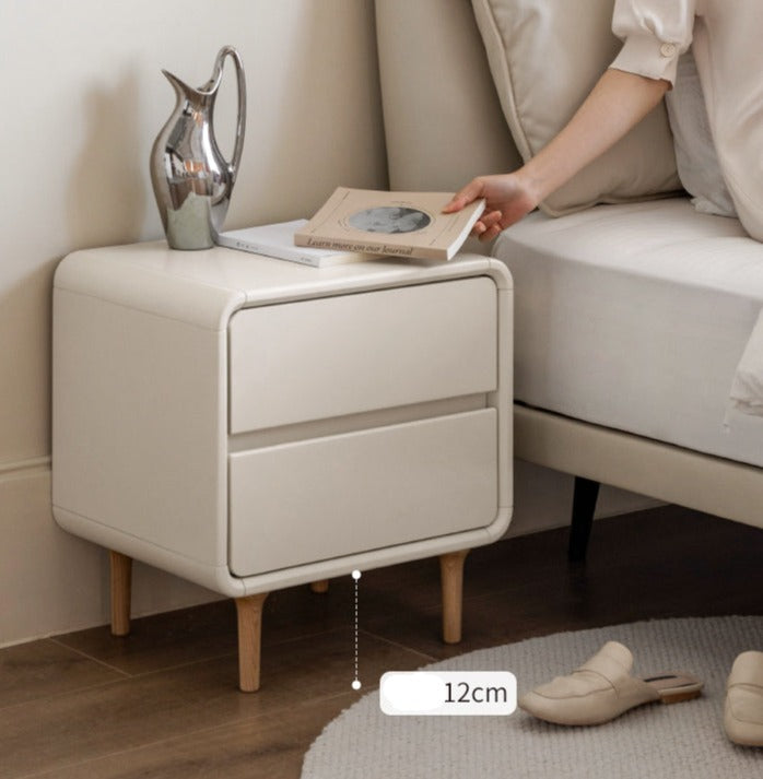 Solid Rubberwood Creamy Candy Style Nightstand.