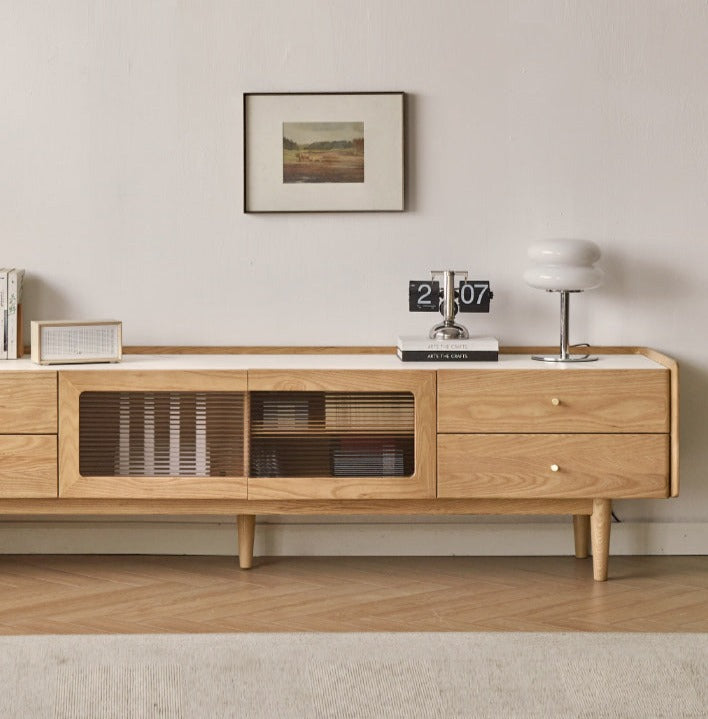 Ash Solid Wood TV Stand Rock Slab.
