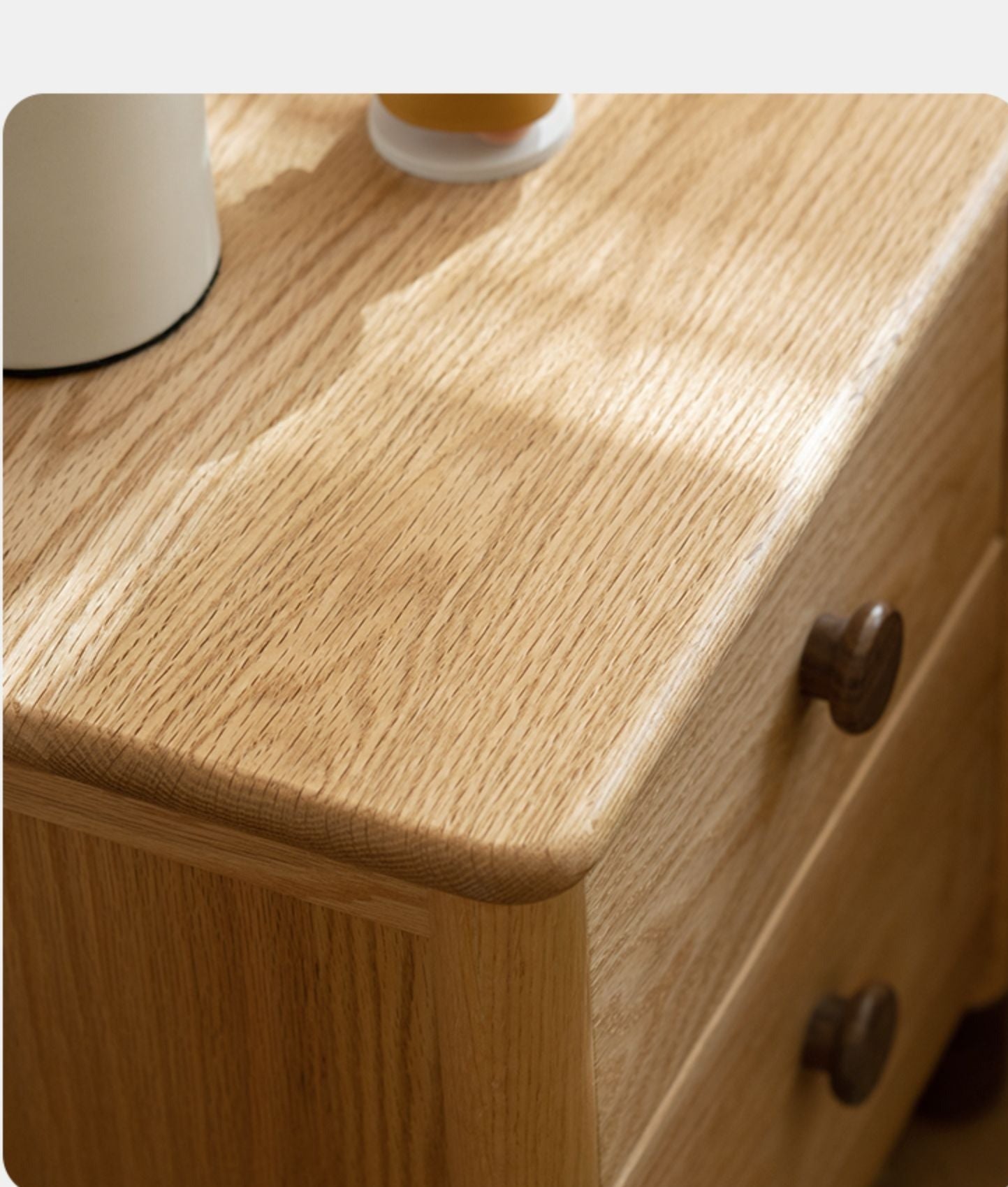 Oak Solid Wood Two-Drawer Nightstand