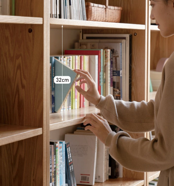 Oak Solid Wood Floor To Ceiling Bookshelves