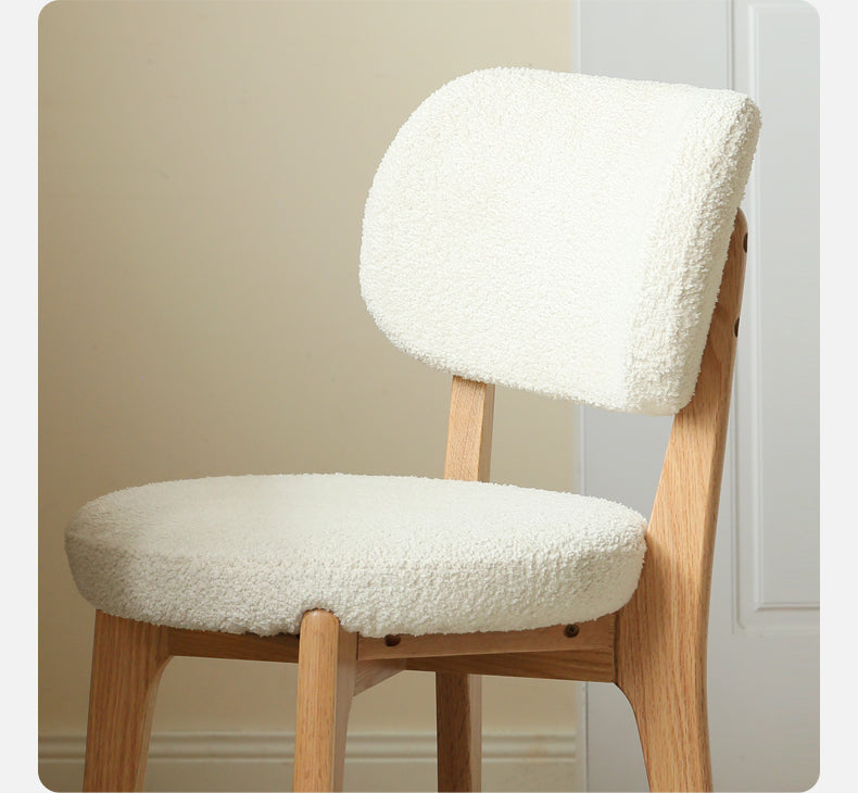 Oak Solid Wood Makeup Stool Lamb Velvet
