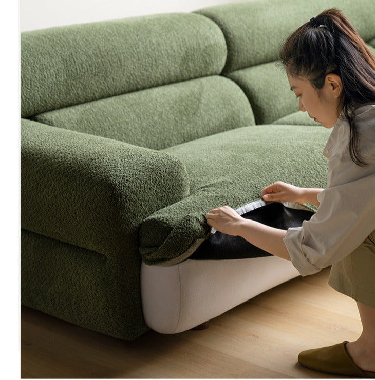 Velvet Three-seat Modular Fabric Sofa.