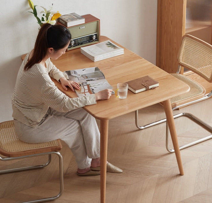 Oak Solid Wood Retractable Folding Dining Table