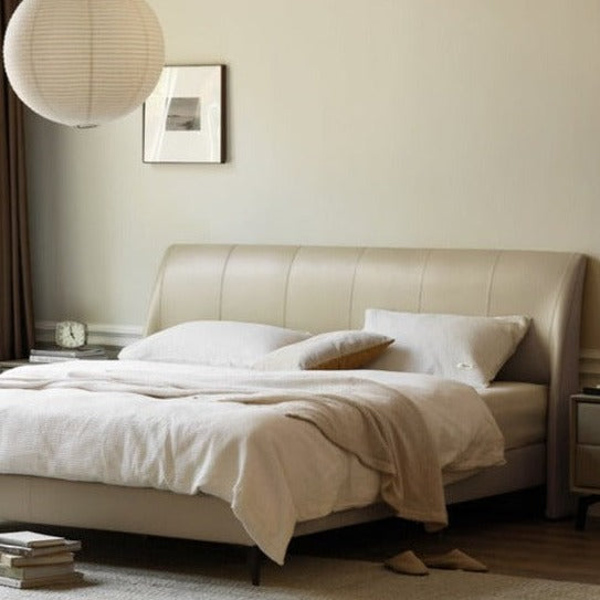 Yellow Cowhide Luxe Wood Bed
