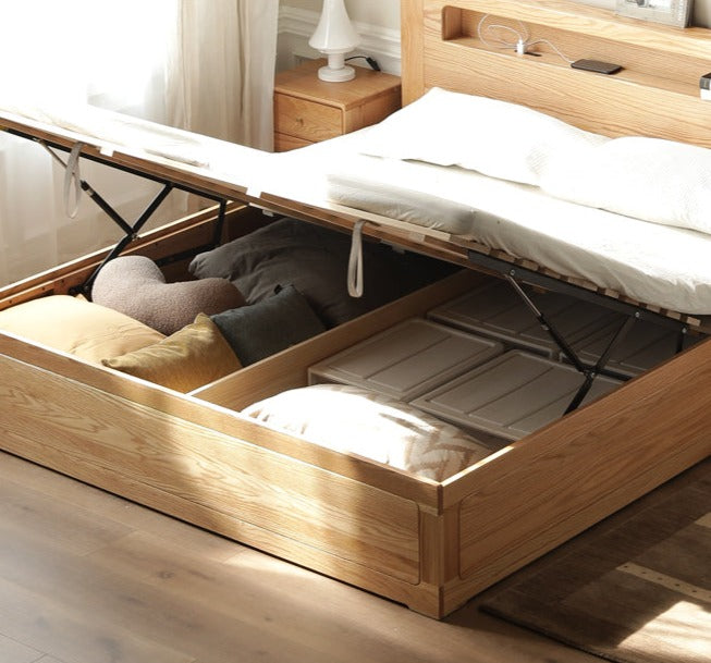 Oak Solid Wood Luminous Box Bed