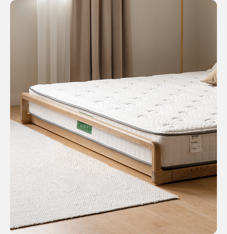 Ash Solid Wood Floor Bed Rattan