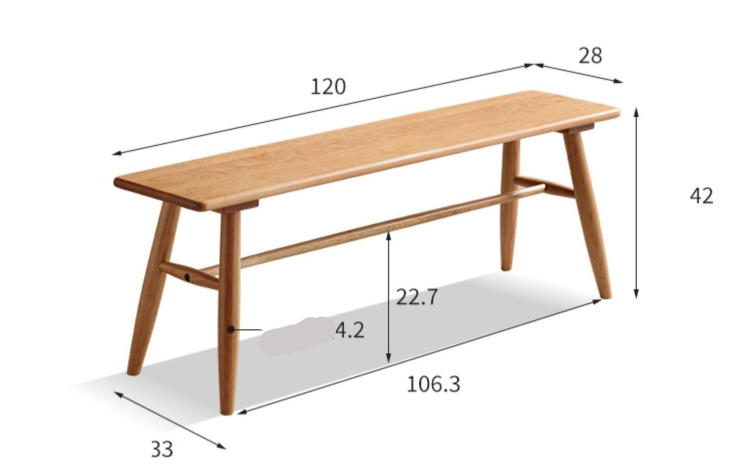 Cherry Solid Wood Bedside Long Bench