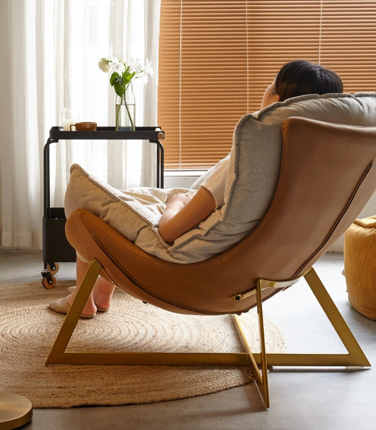 Leather Technology Cloth Lounge Eggshell Armchair