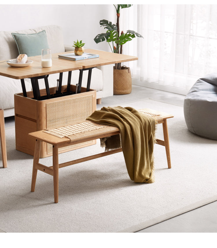 Oak solid wood Corded Bench