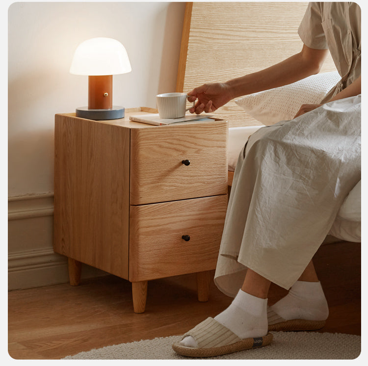 Oak, Ash Solid Wood, Solid Rubberwood Nightstand.