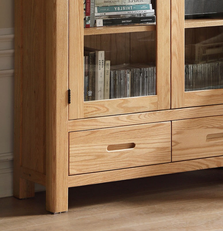 Oak, Rubber Solid Wood Bookcase Pure