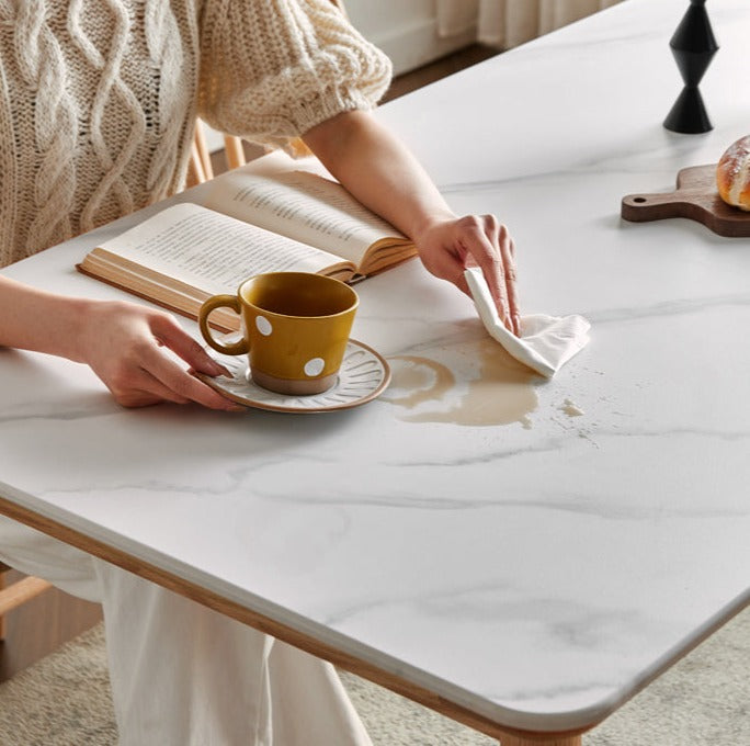 Oak Solid Wood Dining Table With Rock Slab Surface
