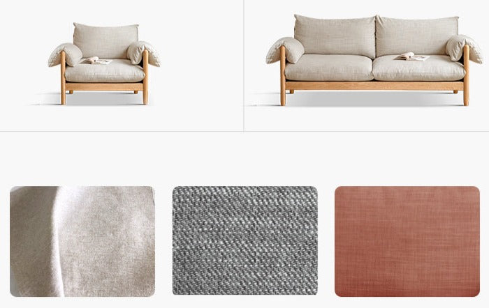 Oak Solid Wood Fabric Sofa.